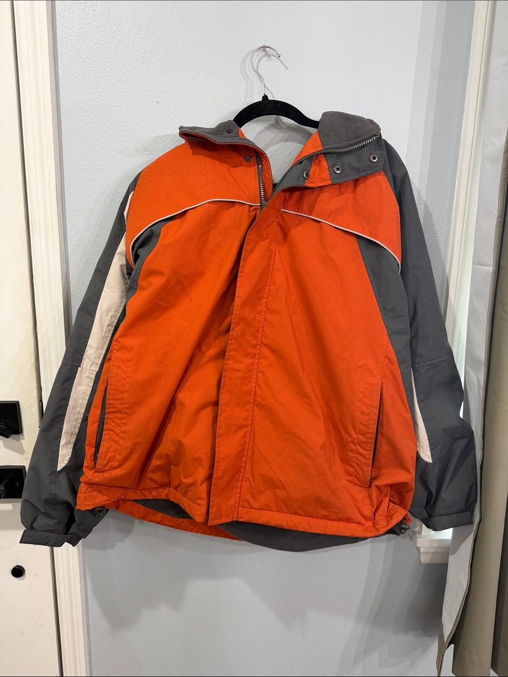 Arizona Jean Company Orange and Gray Hooded Puffer Jacket